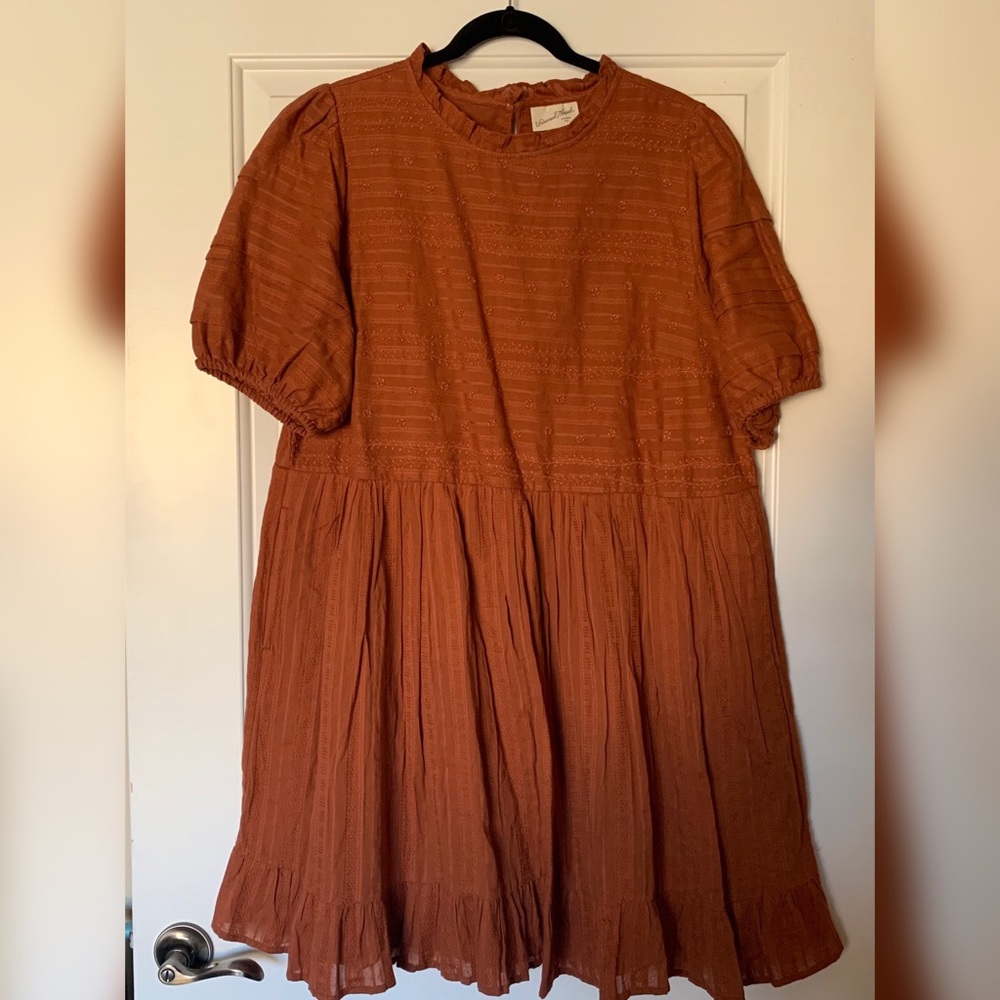 Universal Thread Rust Babydoll Dress with Puff Sleeves